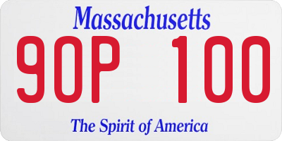 MA license plate 9OP100