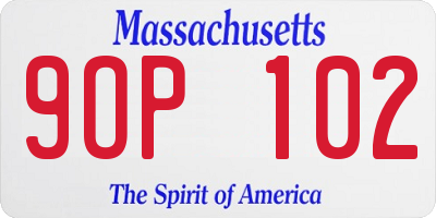 MA license plate 9OP102