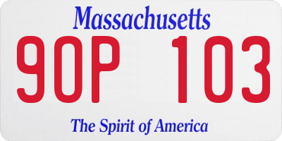 MA license plate 9OP103