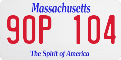 MA license plate 9OP104