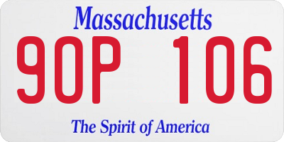 MA license plate 9OP106