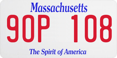 MA license plate 9OP108