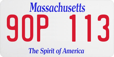 MA license plate 9OP113