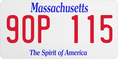 MA license plate 9OP115
