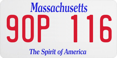 MA license plate 9OP116
