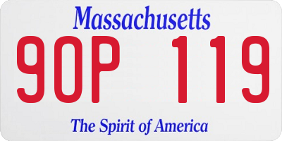 MA license plate 9OP119