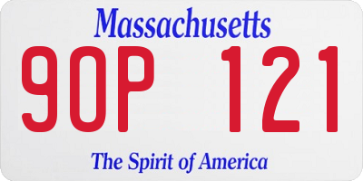 MA license plate 9OP121