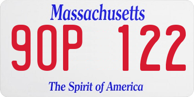 MA license plate 9OP122