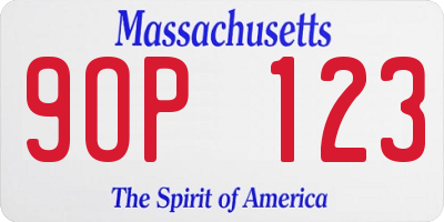 MA license plate 9OP123