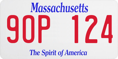 MA license plate 9OP124
