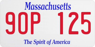 MA license plate 9OP125