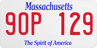 MA license plate 9OP129