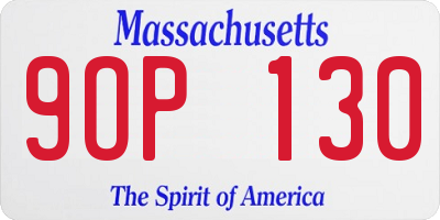 MA license plate 9OP130