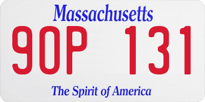 MA license plate 9OP131