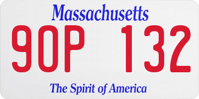 MA license plate 9OP132