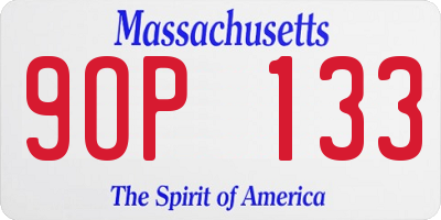 MA license plate 9OP133