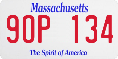 MA license plate 9OP134