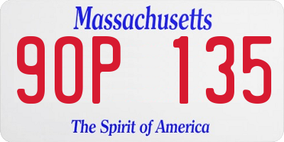 MA license plate 9OP135