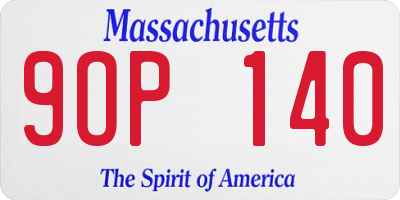 MA license plate 9OP140