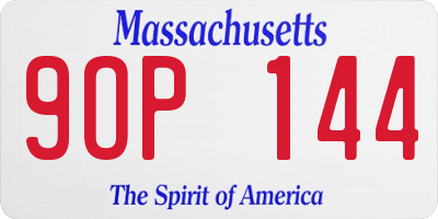 MA license plate 9OP144