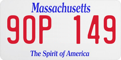 MA license plate 9OP149