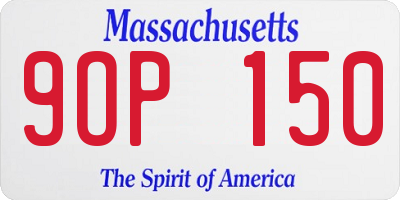 MA license plate 9OP150