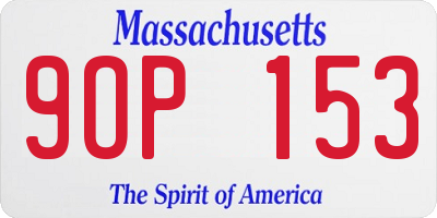 MA license plate 9OP153