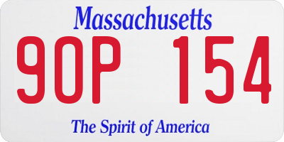 MA license plate 9OP154