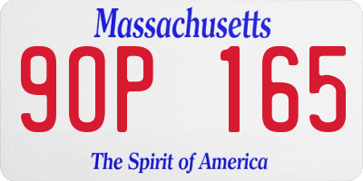 MA license plate 9OP165