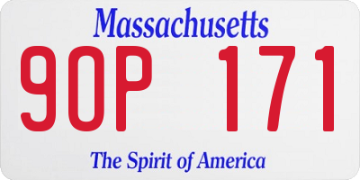 MA license plate 9OP171