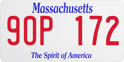 MA license plate 9OP172