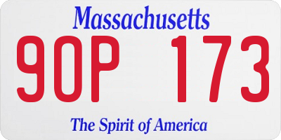 MA license plate 9OP173