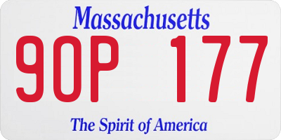 MA license plate 9OP177