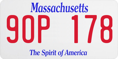 MA license plate 9OP178