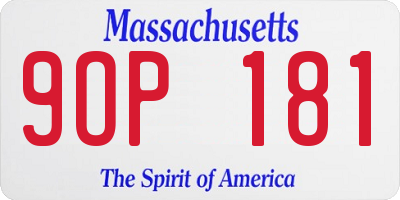 MA license plate 9OP181