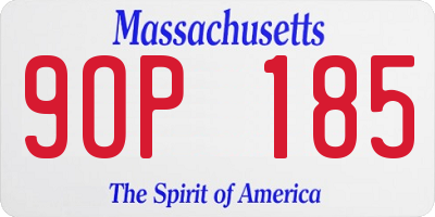 MA license plate 9OP185