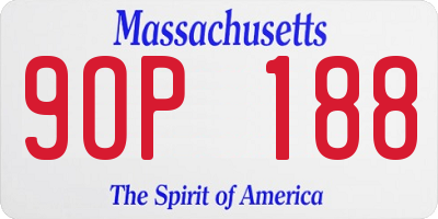 MA license plate 9OP188