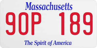 MA license plate 9OP189