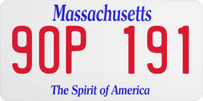 MA license plate 9OP191