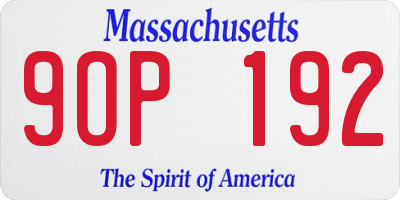 MA license plate 9OP192