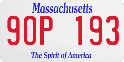 MA license plate 9OP193