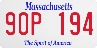 MA license plate 9OP194