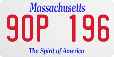 MA license plate 9OP196