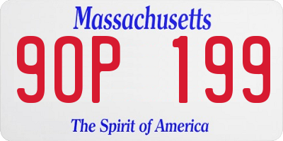 MA license plate 9OP199