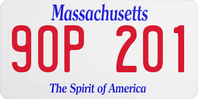 MA license plate 9OP201