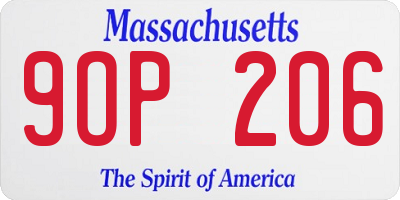 MA license plate 9OP206