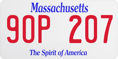 MA license plate 9OP207