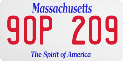 MA license plate 9OP209
