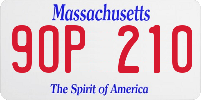 MA license plate 9OP210