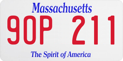MA license plate 9OP211